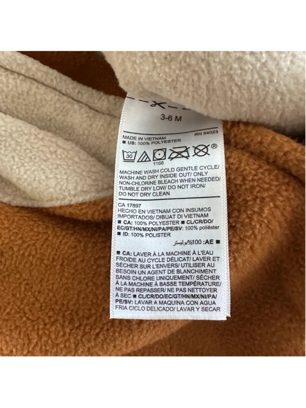 Old Navy Bear Footie 3 6M Brown Fleece Baby Bunting Hooded